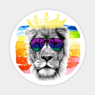 Lion - King - Gay Pride - Rainbow - Watercolors Magnet